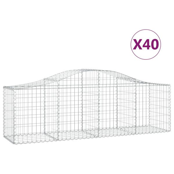 vidaXL Coșuri gabion arcuite 40 buc, 200x50x60/80 cm, fier galvanizat