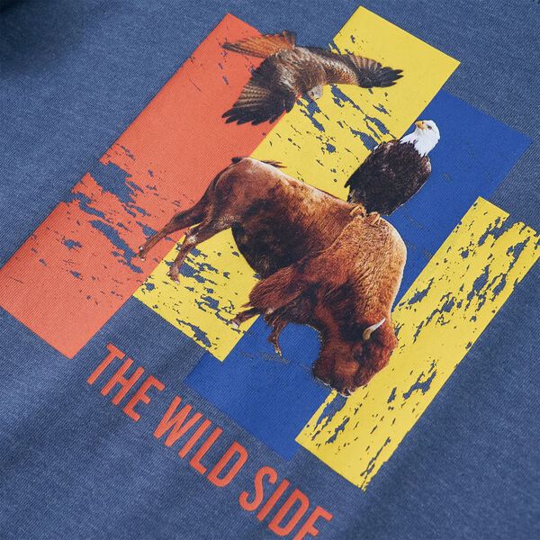 Tricou copii mâneci lungi albastru melanj 140