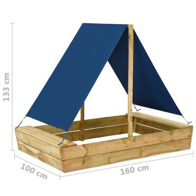 vidaXL Groapă de nisip cu acoperiș, 160x100x133 cm, lemn de pin tratat