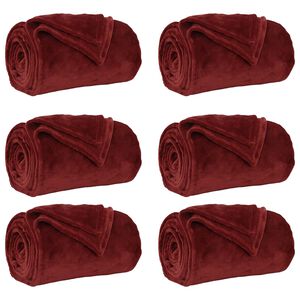 vidaXL Pături de aruncat 6 buc. Roșu Bordeaux 240 x 270 cm 10.11 kg