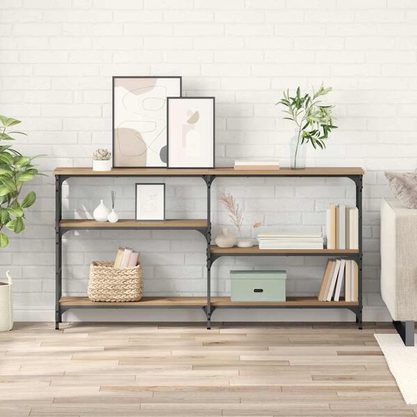 vidaXL Masă de consolă cu raft Stejar Artizanal 150 x 29 x 76,5 cm