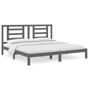 vidaXL Cadru de pat, gri, 200x200 cm, lemn masiv de pin