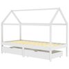 vidaXL Cadru de pat copii cu sertare alb 90 x 200 cm lemn masiv de pin