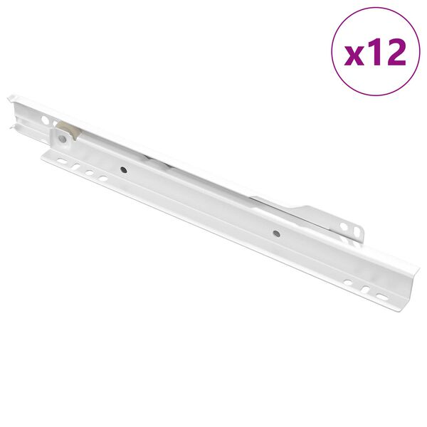 vidaXL Glisieră de sertar 12 pcs Alb 250 mm Oțel