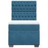 vidaXL Pat box spring cu saltea, albastru, 90x200 cm, catifea