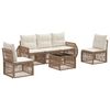vidaXL Set de canapele pentru grădină 6 pcs Bej și alb crem poliratan