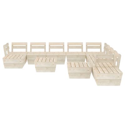 vidaXL Set de mobilier de grădină paleți, 12 piese, lemn molid tratat