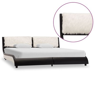 vidaXL Cadru de pat, negru și alb, 150x200 cm, piele ecologică