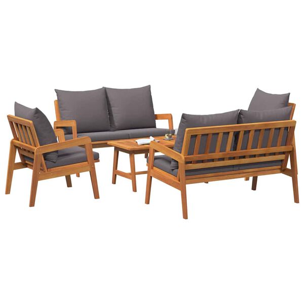 vidaXL Set bistro cu pernă 5 pcs Maro Lemn Solid de Acacia