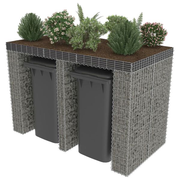 vidaXL Perete gabion pentru pubelă, 190x100x130 cm, oțel galvanizat