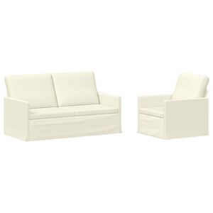 vidaXL Set de canapea 2 pcs Crem Țesătură din corduroy