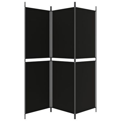 vidaXL Paravan de cameră cu 3 panouri, negru, 150 x 180 cm, textil