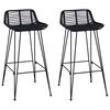 vidaXL Scaun de bar 2 pcs Negru 44 x 46 x 91 cm Rattan și oțel