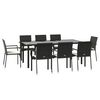 vidaXL Set mobilier de grădină cu perne, 9 piese, negru, poliratan