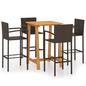 vidaXL Set mobilier de bar de grădină, 5 piese, maro