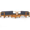 vidaXL Set mobilier grădină perne gri &icirc;nchis, 5 piese, lemn acacia