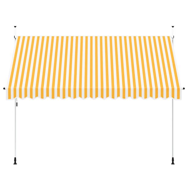 vidaXL Copertină retractabilă manual, portocaliu și alb, 350 cm, dungi