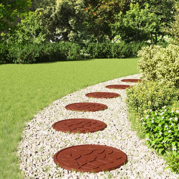 vidaXL Piatra de pași 6 pcs Roșu &Oslash; 44 x 2 cm Cauciuc