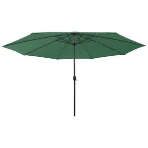 vidaXL Umbrelă soare de grădină cu LED-uri, verde, 400 cm