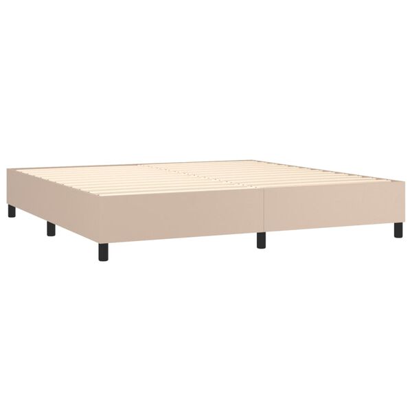 vidaXL Pat continental cu saltea, cappuccino, 200x200 cm, piele eco