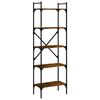 vidaXL Bibliotecă cu 5 niveluri, stejar fumuriu, 56x31,5x174 cm, lemn