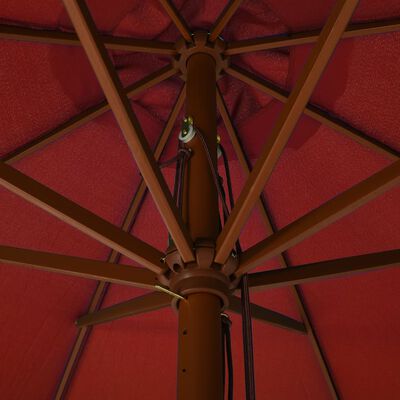 vidaXL Umbrelă de soare de exterior, stâlp lemn, cărămiziu, 330 cm