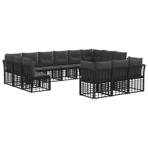 vidaXL Set de canapele de exterior Negru și Gri &icirc;nchis Poliester