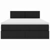 vidaXL Pat cu saltea și LED cu saltea Negru 140 x 200 cm țesătură