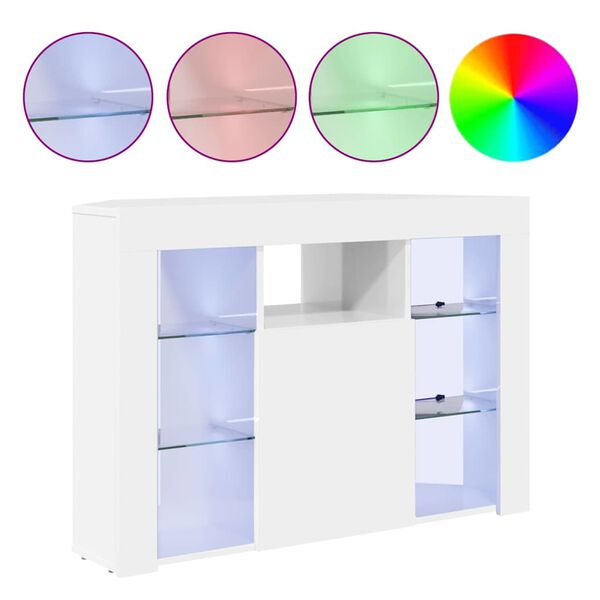 vidaXL Șifonier LED pentru TV colțar Pe perete Alb lucios 100x40x68cm