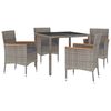vidaXL Set mobilier de grădină cu perne, 5 piese, gri, poliratan