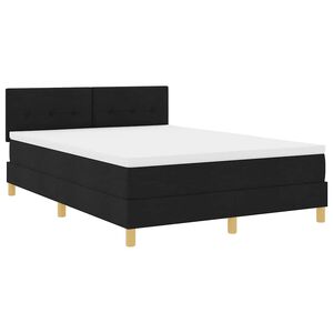 vidaXL Pat cu arc LED cu benzi LED Negru 140 x 190 cm țesătură