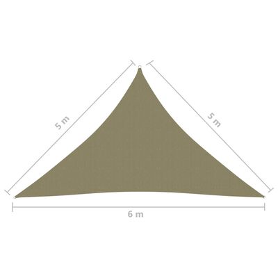 vidaXL Parasolar, bej, 5x5x6 m, țesătură oxford, triunghiular