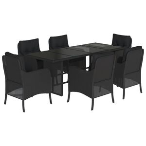 vidaXL Set mobilier de grădină cu perne, 7 piese, negru, poliratan