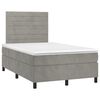 vidaXL Pat box spring cu saltea, gri deschis, 120x190 cm, catifea