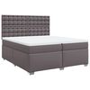 vidaXL Pat continental cu saltea, gri, 200x200 cm, piele ecologică