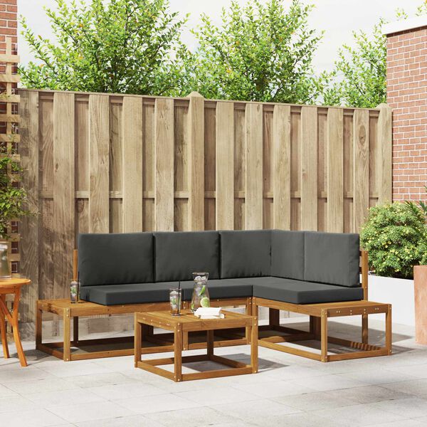 vidaXL Set de canapele de exterior 5 Bucată Natural și Antracit