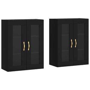 vidaXL Dulapuri montate pe perete, 2 buc, negru, lemn prelucrat