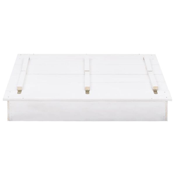 vidaXL Cutie de nisip, alb, 95 x 90 x 15 cm, lemn de brad