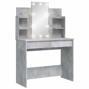 vidaXL Masă de toaletă cu LED-uri, gri beton, 96x40x142 cm