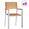 vidaXL Scaun pentru Grădină 8 pcs Lemn Teak Masiv și Oțel Inoxidabil