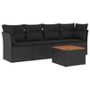 vidaXL Set mobilier de grădină cu perne, 5 piese, negru, poliratan