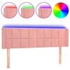 vidaXL Tăblie de pat cu LED, roz, 147x16x78/88 cm, catifea