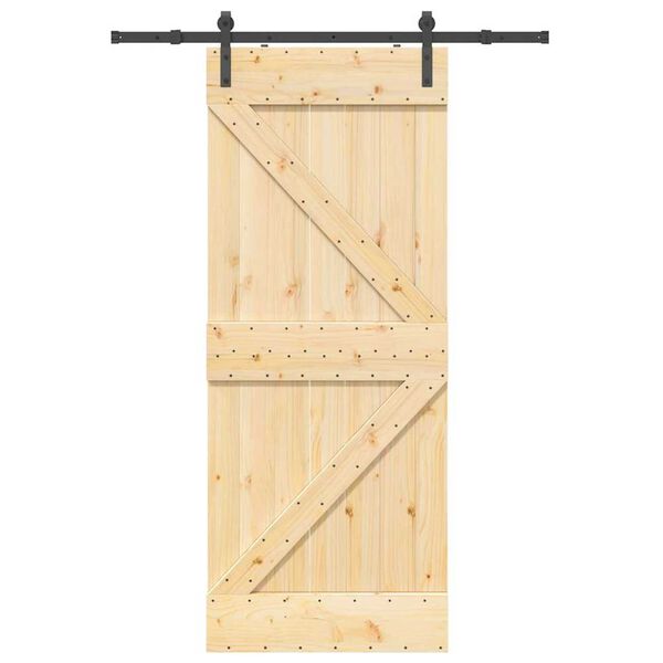 vidaXL Ușă glisantă cu set de feronerie 85x210 cm, lemn masiv de pin