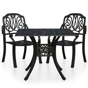 vidaXL Set mobilier bistro, 3 piese, negru, aluminiu turnat