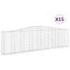 vidaXL Coșuri gabion arcuite 15 buc, 400x30x100/120 cm fier galvanizat