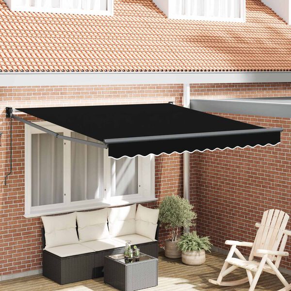 vidaXL Cortina Retractabilă Negru 350 x 250 cm Poliester și Aluminiu