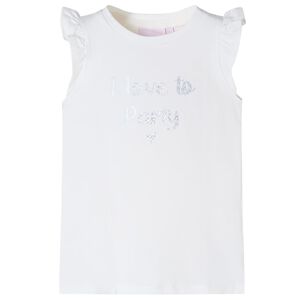 vidaXL Tricou pentru copii cu m&acirc;neci cu volan, alb, 104