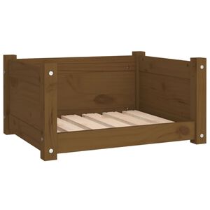 vidaXL Pat pentru c&acirc;ini, maro miere, 55,5x45,5x28 cm, lemn masiv pin