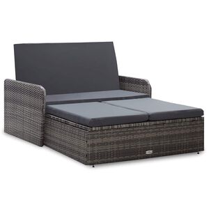 vidaXL Set mobilier de grădină cu perne, 2 piese, gri, poliratan