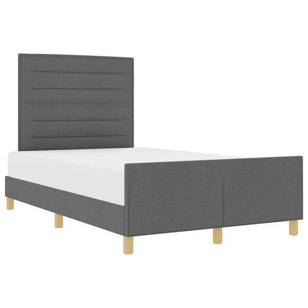 vidaXL Cadru de pat cu headboard Gri &icirc;nchis 140 x 200 cm țesătură